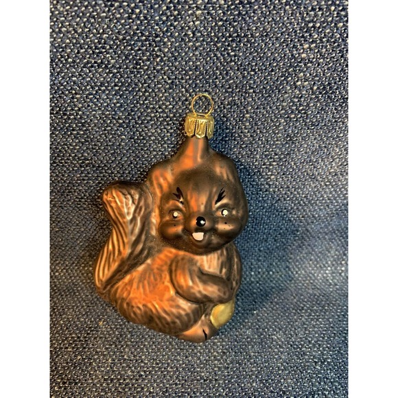 Vintage Mercury Glass Red Squirrel Ornament 4” vintage blown painted glass - Picture 1 of 4